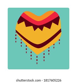 day of the dead, mexican poncho clothes traditional, icon block and flat vector illustration