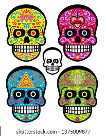 Day of the Dead, mexican sugar skull, grunge vintage design