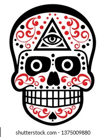 Day of the Dead, mexican sugar skull, grunge vintage design