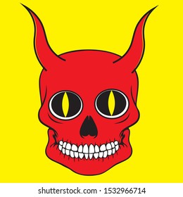 Day of The Dead. Mexican sugar skull red color on yellow background