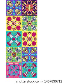 Day of the Dead mexican talavera ceramic tile pattern. Traditional decorative objects. Ethnic folk ornament.