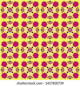 Day of the Dead mexican talavera ceramic tile pattern. Traditional decorative objects. Ethnic folk ornament.