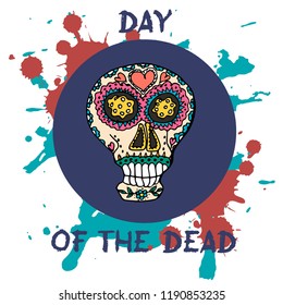 Day Of The Dead. Mexican traditional festival Dia de Los Muertos. Hand drawn skulls with floral decor on a white background. 