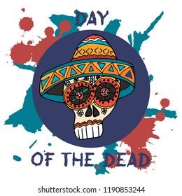 Day Of The Dead. Mexican traditional festival Dia de Los Muertos. Hand drawn skulls with floral decor on a white background. 