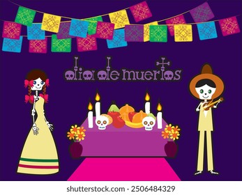 Day of the Dead in Mexico  with colors