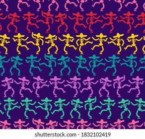 Day of dead in mexico pattern seamless. Dia de los Muertos Mexican holiday texture. Skeleton in sombrero background.