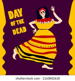Day of the dead mexico vector sketch to postcard
