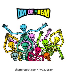 Day of the Dead Multicolored skeleton. color Skull. Dead background for national holiday in Mexico. Mexican terrible feast
