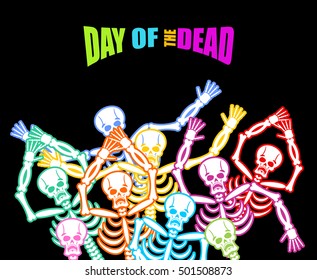 Day of the Dead Multicolored skeleton. color Skull. deathlike background for national holiday in Mexico. Mexican terrible feast
