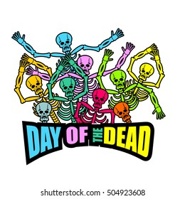 Day of the Dead Multicolored skeleton. color Skull. deathlike background for national holiday in Mexico. Mexican terrible feast