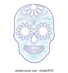 Day of the dead national holiday in Mexico, colorful skull with floral ornament