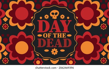 Day Of The Dead In November. A Holiday Dedicated To The Memory Of The Dead. Celebrate Annual In Mexico And Other Latin American Countries. Mexican And Hispanic Tradition Pattern And Texture With Skull