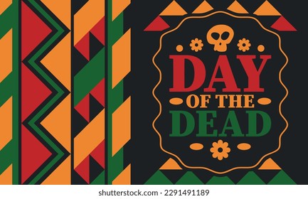Day of the Dead in November. A holiday dedicated to the memory of the dead. Celebrate annual in Mexico and other Latin American countries. Mexican and Hispanic tradition pattern and texture with skull