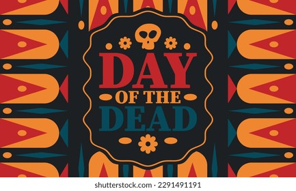 Day of the Dead in November. A holiday dedicated to the memory of the dead. Celebrate annual in Mexico and other Latin American countries. Mexican and Hispanic tradition pattern and texture with skull