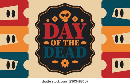 Day of the Dead in November. A holiday dedicated to the memory of the dead. Celebrate annual in Mexico and other Latin American countries. Mexican and Hispanic tradition pattern and texture with skull