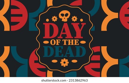 Day of the Dead in November. A holiday dedicated to the memory of the dead. Celebrate annual in Mexico and other Latin American countries. Mexican and Hispanic tradition pattern and texture with skull