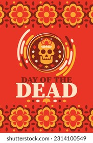Day of the Dead in November. A holiday dedicated to the memory of the dead. Celebrate annual in Mexico and other Latin American countries. Mexican and Hispanic tradition pattern and texture with skull