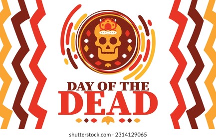 Day of the Dead in November. A holiday dedicated to the memory of the dead. Celebrate annual in Mexico and other Latin American countries. Mexican and Hispanic tradition pattern and texture with skull