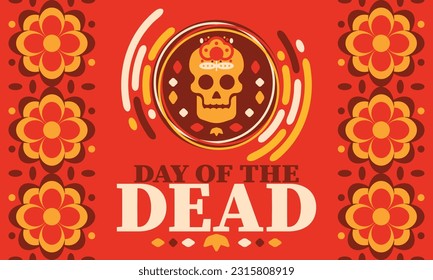 Day of the Dead in November. A holiday dedicated to the memory of the dead. Celebrate annual in Mexico and other Latin American countries. Mexican and Hispanic tradition pattern and texture with skull