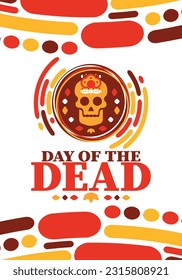 Day of the Dead in November. A holiday dedicated to the memory of the dead. Celebrate annual in Mexico and other Latin American countries. Mexican and Hispanic tradition pattern and texture with skull