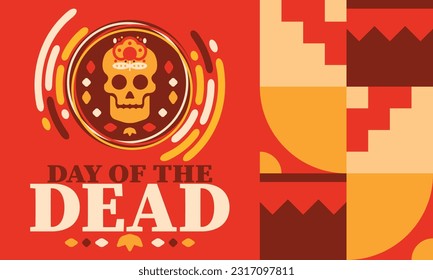 Day of the Dead in November. A holiday dedicated to the memory of the dead. Celebrate annual in Mexico and other Latin American countries. Mexican and Hispanic tradition pattern and texture with skull
