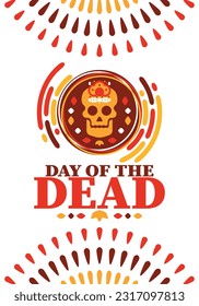 Day of the Dead in November. A holiday dedicated to the memory of the dead. Celebrate annual in Mexico and other Latin American countries. Mexican and Hispanic tradition pattern and texture with skull