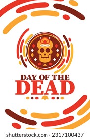 Day of the Dead in November. A holiday dedicated to the memory of the dead. Celebrate annual in Mexico and other Latin American countries. Mexican and Hispanic tradition pattern and texture with skull