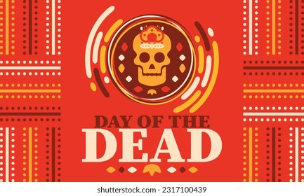 Day of the Dead in November. A holiday dedicated to the memory of the dead. Celebrate annual in Mexico and other Latin American countries. Mexican and Hispanic tradition pattern and texture with skull