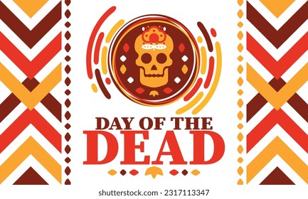 Day of the Dead in November. A holiday dedicated to the memory of the dead. Celebrate annual in Mexico and other Latin American countries. Mexican and Hispanic tradition pattern and texture with skull