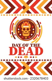 Day of the Dead in November. A holiday dedicated to the memory of the dead. Celebrate annual in Mexico and other Latin American countries. Mexican and Hispanic tradition pattern and texture with skull