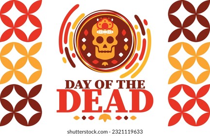 Day of the Dead in November. A holiday dedicated to the memory of the dead. Celebrate annual in Mexico and other Latin American countries. Mexican and Hispanic tradition pattern and texture with skull