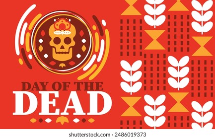 Day of the Dead in November. A holiday dedicated to the memory of the dead. Celebrate annual in Mexico and other Latin American countries. Mexican and Hispanic tradition pattern and texture with skull