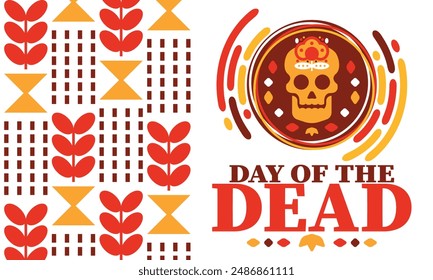 Day of the Dead in November. A holiday dedicated to the memory of the dead. Celebrate annual in Mexico and other Latin American countries. Mexican and Hispanic tradition pattern and texture with skull