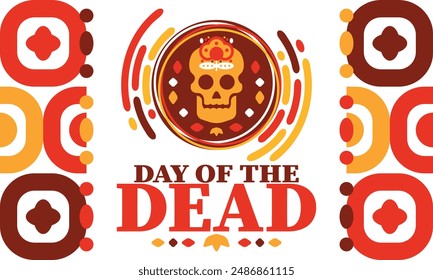 Day of the Dead in November. A holiday dedicated to the memory of the dead. Celebrate annual in Mexico and other Latin American countries. Mexican and Hispanic tradition pattern and texture with skull
