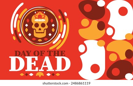 Day of the Dead in November. A holiday dedicated to the memory of the dead. Celebrate annual in Mexico and other Latin American countries. Mexican and Hispanic tradition pattern and texture with skull