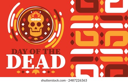 Day of the Dead in November. A holiday dedicated to the memory of the dead. Celebrate annual in Mexico and other Latin American countries. Mexican and Hispanic tradition pattern and texture with skull