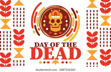 Day of the Dead in November. A holiday dedicated to the memory of the dead. Celebrate annual in Mexico and other Latin American countries. Mexican and Hispanic tradition pattern and texture with skull