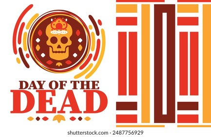 Day of the Dead in November. A holiday dedicated to the memory of the dead. Celebrate annual in Mexico and other Latin American countries. Mexican and Hispanic tradition pattern and texture with skull