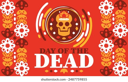 Day of the Dead in November. A holiday dedicated to the memory of the dead. Celebrate annual in Mexico and other Latin American countries. Mexican and Hispanic tradition pattern and texture with skull