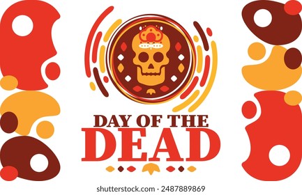 Day of the Dead in November. A holiday dedicated to the memory of the dead. Celebrate annual in Mexico and other Latin American countries. Mexican and Hispanic tradition pattern and texture with skull