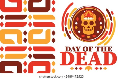 Day of the Dead in November. A holiday dedicated to the memory of the dead. Celebrate annual in Mexico and other Latin American countries. Mexican and Hispanic tradition pattern and texture with skull