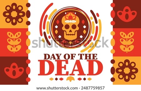 Day of the Dead in November. A holiday dedicated to the memory of the dead. Celebrate annual in Mexico and other Latin American countries. Mexican and Hispanic tradition pattern and texture with skull