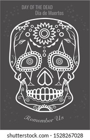 Day of the Dead on Gray or silver background. Editable Clip Art. 
