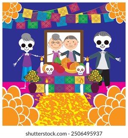 day of the dead orange blue and pink
