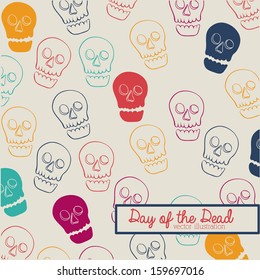 day of the dead over beige background vector illustration