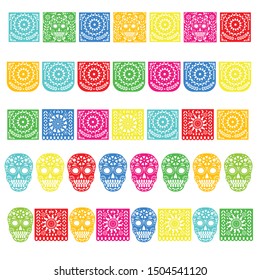 Day of the Dead. Papel Picado banners with paper flags