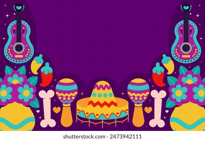 Day of the dead party background vector with pattern