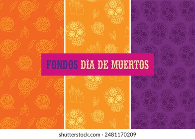 Day of the dead pattern background with marigold flower, skull and candle. Mexican Tradition