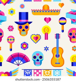 Day of the Dead pattern. Dia de los muertos. Mexican celebration.