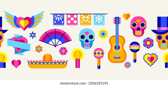 Day of the Dead pattern. Dia de los muertos. Mexican celebration.